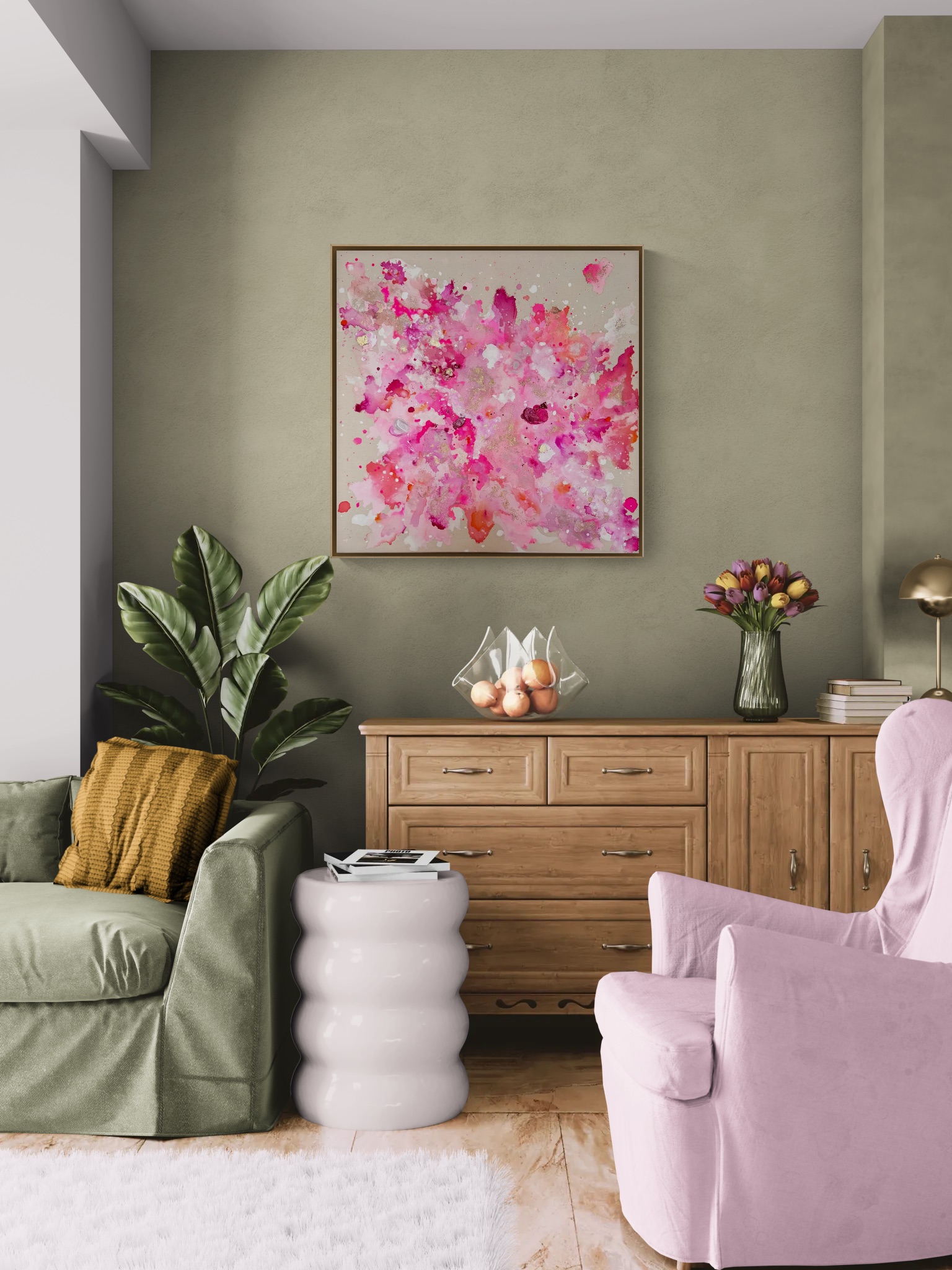 Pure-Unfolding, 2026, Acryl, Gold und Strukturelemente auf roher Baumwollleinwand, Ansicht 10